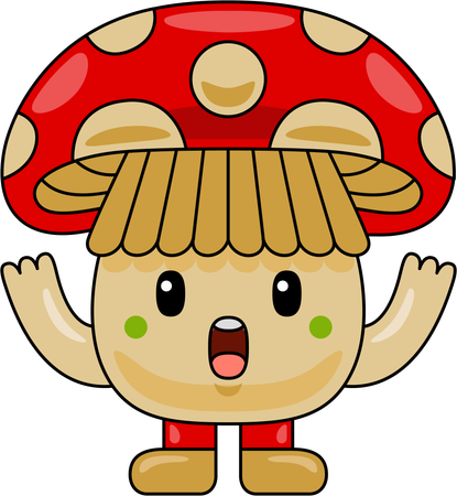 Mascotte de champignon avec les bras grands ouverts  Illustration