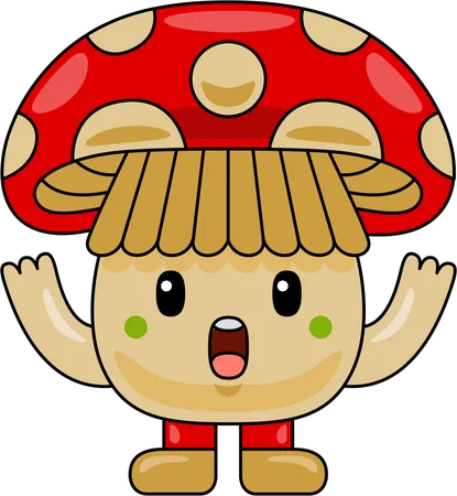 Mascotte de champignon avec les bras grands ouverts  Illustration