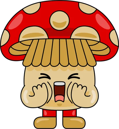 Personnage mascotte champignon criant  Illustration