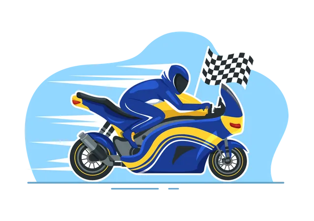 Championnat De Course De Moto Sur Lillustration De Lhippodrome Avec Moteur De Course Pour La Page De Destination Dans Des Modeles Dessines A La Main Illustration