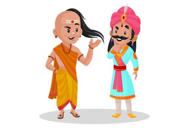 Chanakya conversando com Samrat Ashok  Ilustração