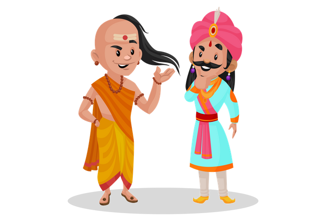 Chanakya hablando con samrat ashok  Ilustración