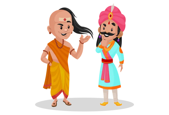 Chanakya hablando con samrat ashok  Ilustración