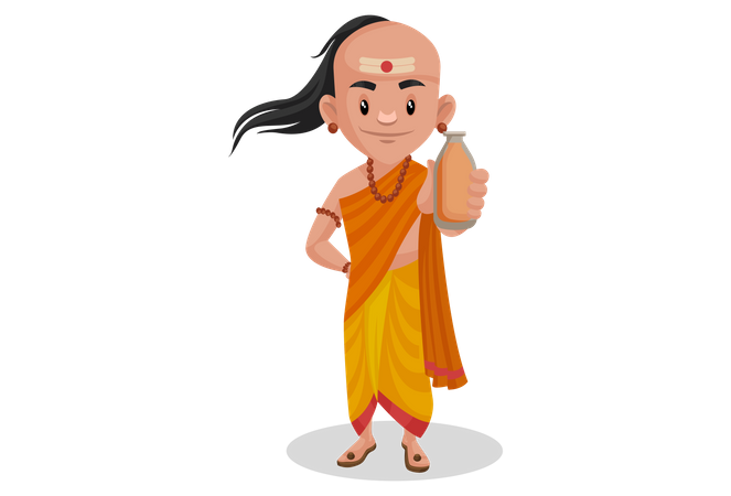 Chanakya holding bottle Illustration