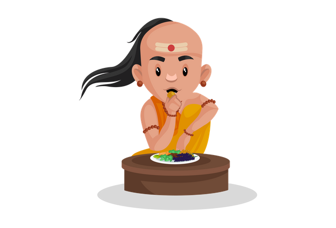 Chanakya mangeant des fruits  Illustration