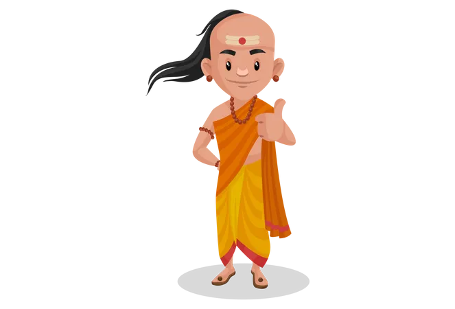 Chanakya mostrando los pulgares hacia arriba  Ilustración