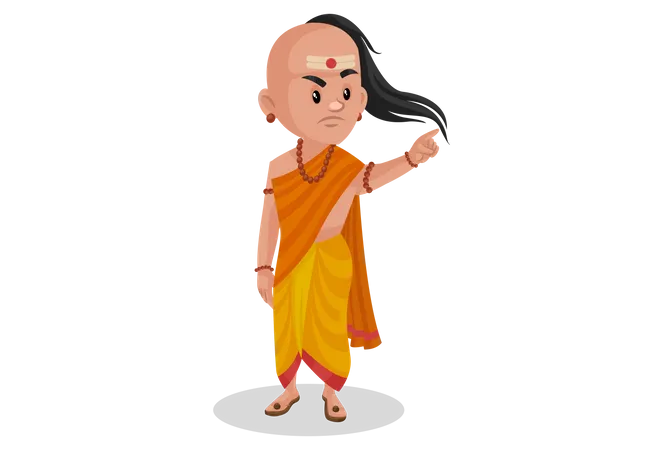 Chanakya pointing finger Illustration