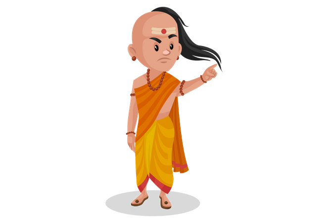 Chanakya pointing finger  Illustration