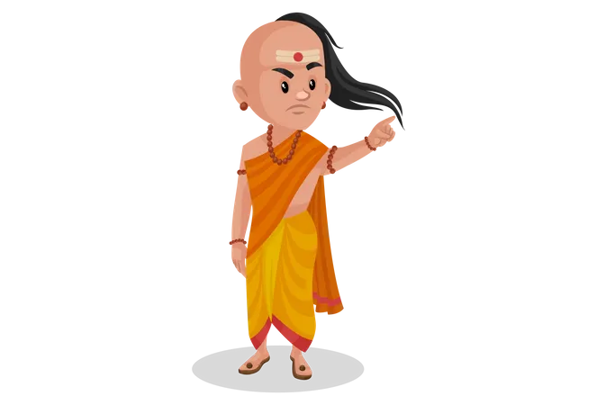 Chanakya pointing finger  Illustration