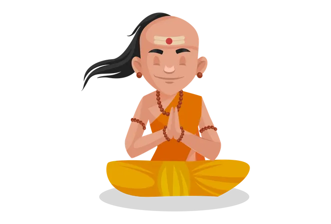 Chanakya praying to god Illustration
