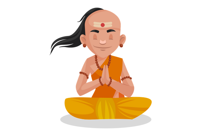 Chanakya praying to god  Illustration