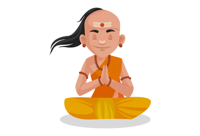 Chanakya praying to god  Illustration