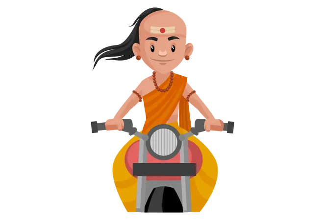 Chanakya riding bike  Illustration