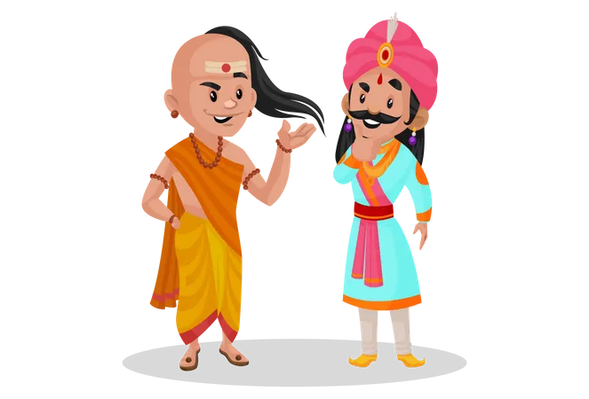 Chanakya talking with samrat ashok Illustration