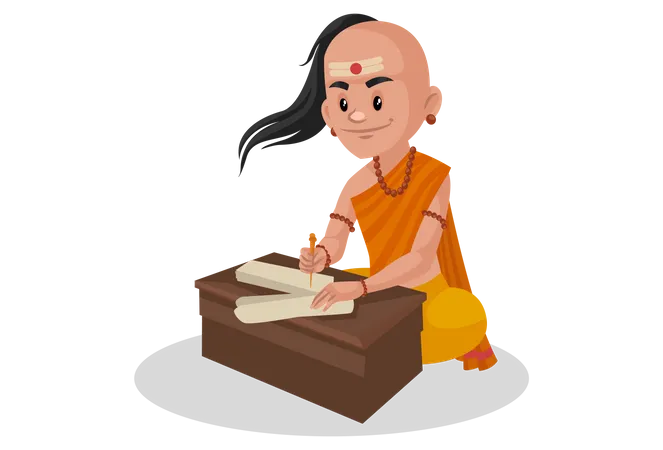 Chanakya writing letter Illustration