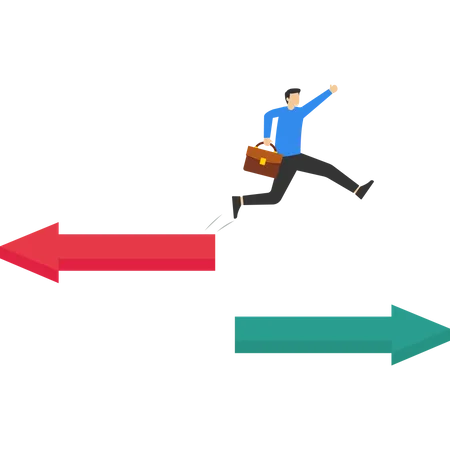 Businessmen Turning From Arrows To Other Direction Change Career Challenge To Find A New Path Or Opportunity Progress To Another Travel Option Or Concept Or Decide To Take A Different Direction Illustration