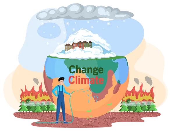 Change climate on earth atmosphere Illustration