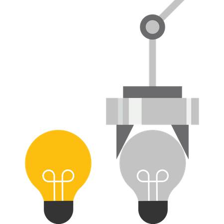 Changing light bulb headed man  Illustration