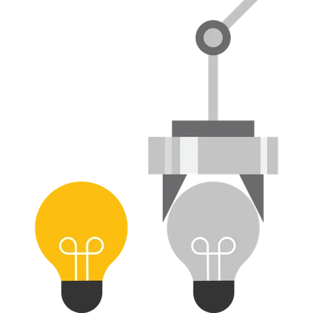 Changing light bulb headed man  Illustration