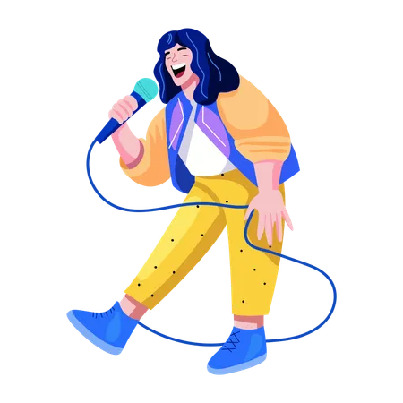 Chanteur chantant une chanson dans un micro  Illustration