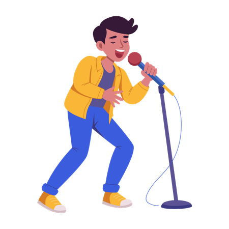 Chanteur chantant une chanson sur scène  Illustration
