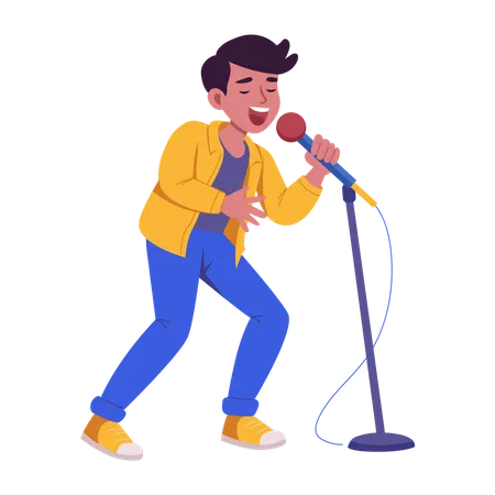 Chanteur chantant une chanson sur scène  Illustration