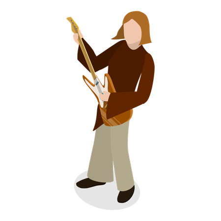 Chanteur jouant avec de la guitare sur scène  Illustration