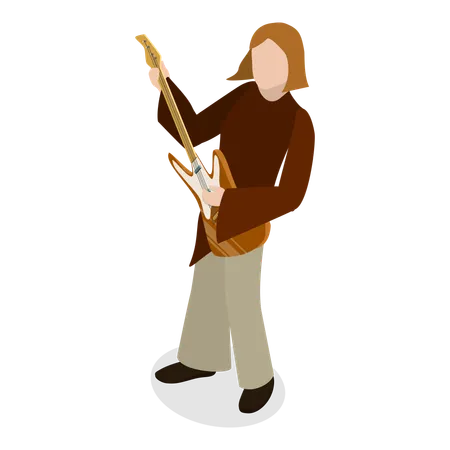 Chanteur jouant avec de la guitare sur scène  Illustration