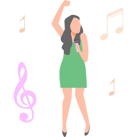 Une chanteuse chante une chanson  Illustration