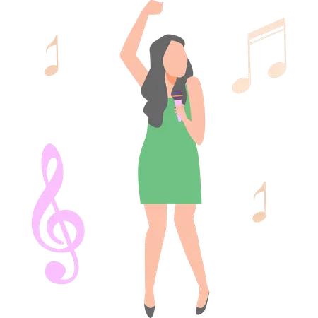 Une chanteuse chante une chanson  Illustration