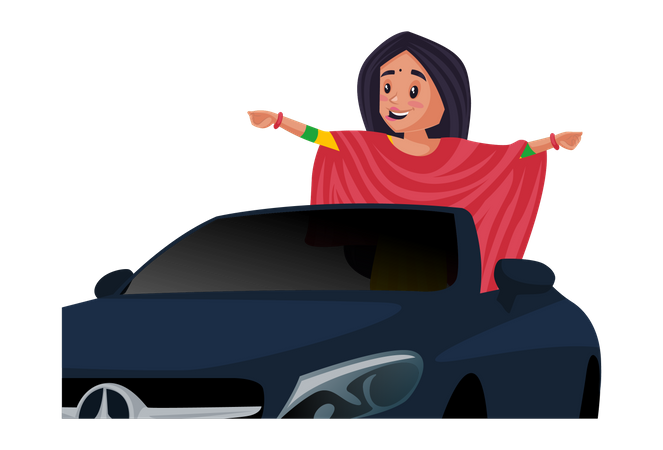 Chanteuse debout dans une voiture  Illustration