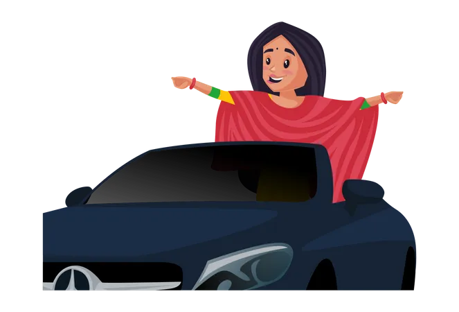 Chanteuse debout dans une voiture  Illustration