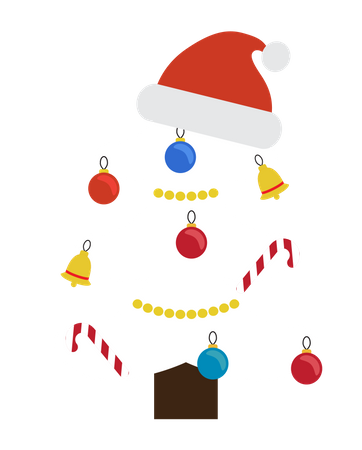 Chapeau de Père Noël dans le sapin de Noël décoratif  Illustration