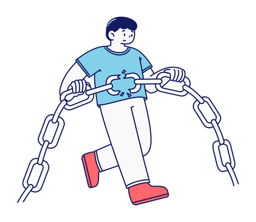 Character Breaking Visual Chain  Illustration