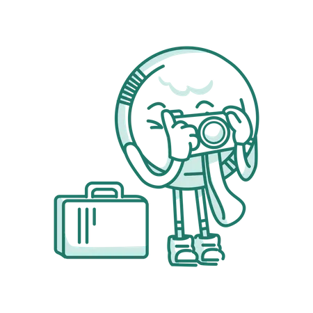 Character Coin Taking Picture  Illustration