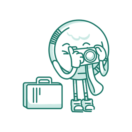 Character Coin Taking Picture  Illustration