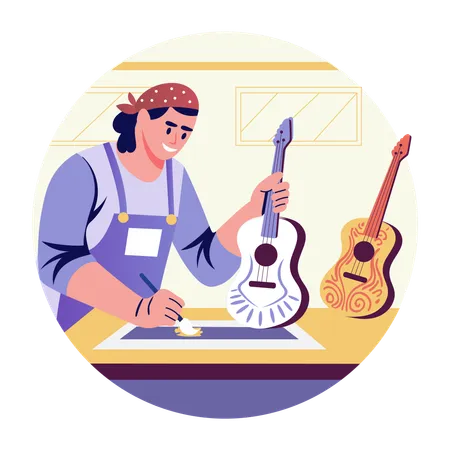 Character customizing guitars  Illustration