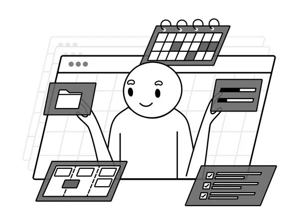 Character managing task  Illustration