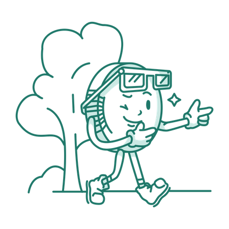 Character Of Coin Walking Joyfully  Illustration