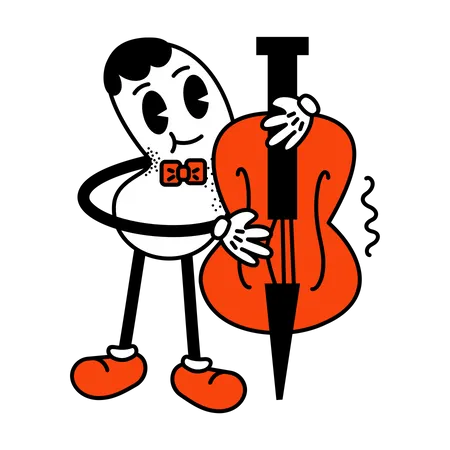 Character plays the double bass Illustration