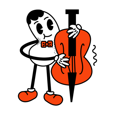 Character plays the double bass  イラスト