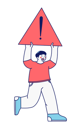 警戒しながら走るキャラクター  イラスト