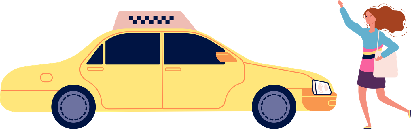 Character taxi person car passengers taxi driver  Illustration