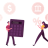 man and woman calculating income images