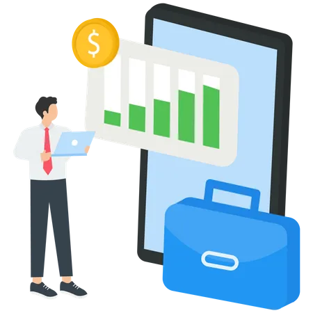 Characters managing and analyzing stock market portfolio report  Illustration