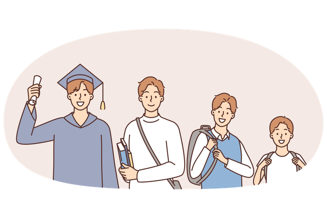 Characters of different ages  Illustration