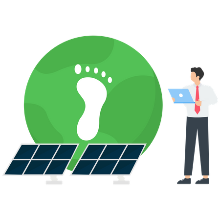 Characters presenting ways to reduce CO2 emission footprint through carbon offset  Illustration