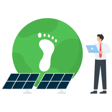 Characters presenting ways to reduce CO2 emission footprint through carbon offset  Illustration