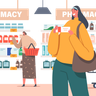 characters at pharmacy store illustration free download