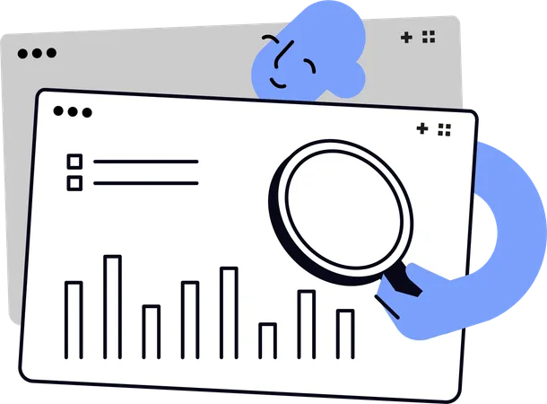 Charakter, der Geschäftsdatenanalyse durchführt  Illustration